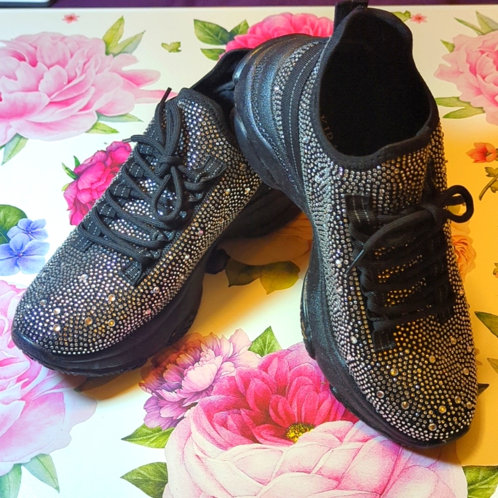 AKIRA Crystal Embellished Sneakers 10.5